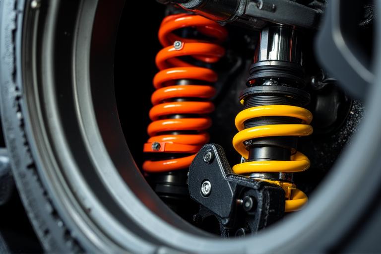 Sportonderstel en schokbrekers van een performance auto